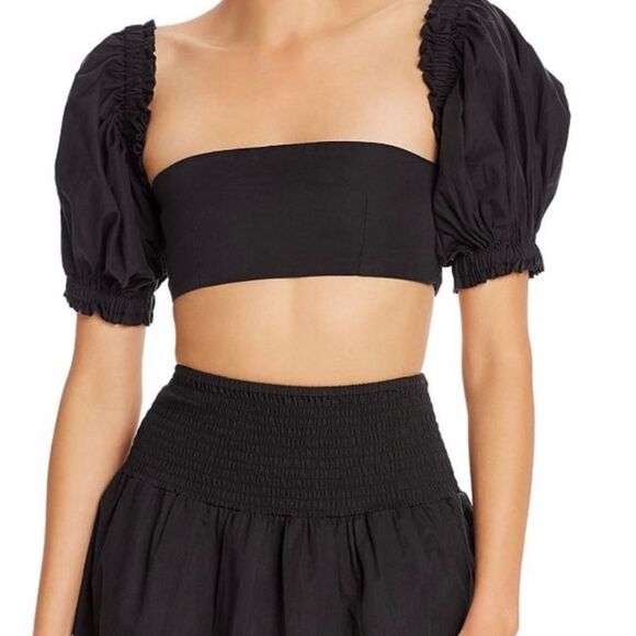 WeWoreWhat x Onia Coco Puff-Sleeve Crop Top Cropped Shirt Black Size Medium - Picture 14 of 14